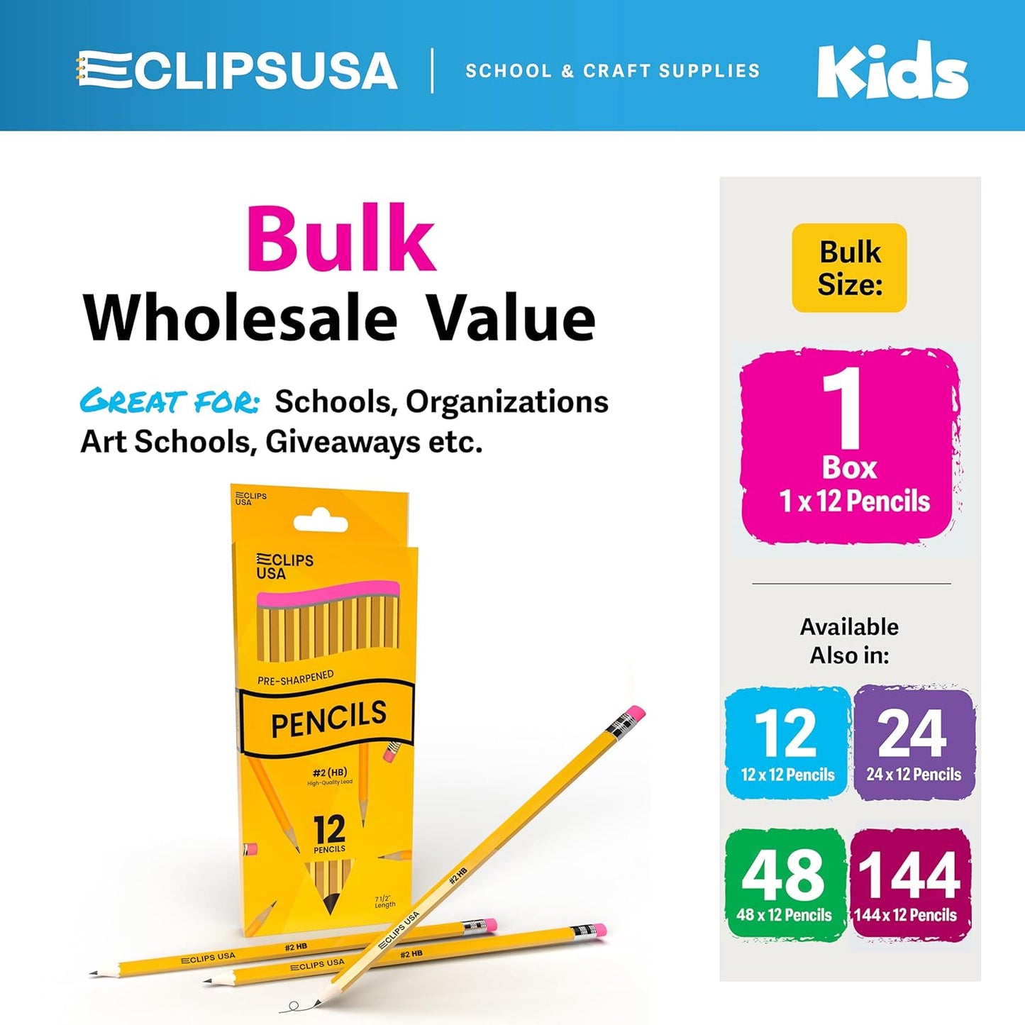 Pre-Sharpened Pencils Bulk, Pencil #2, Number 2 pencils, School Supplies Bulk, Office Supplies Bulk, 12 Pencil Per Box (1 Box)