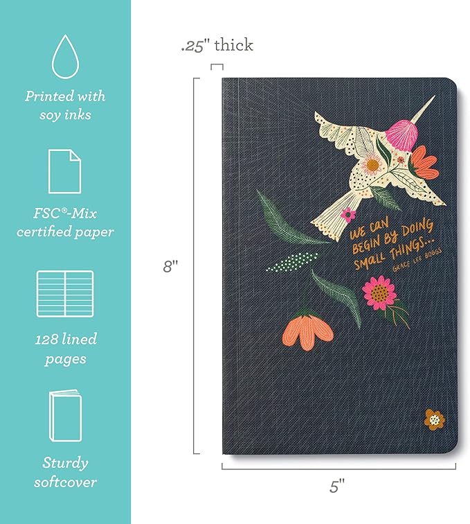 Compendium Softcover Journal - We can begin by doing small things. – A Write Now Journal with 128 Lined Pages, 5”W x 8”H