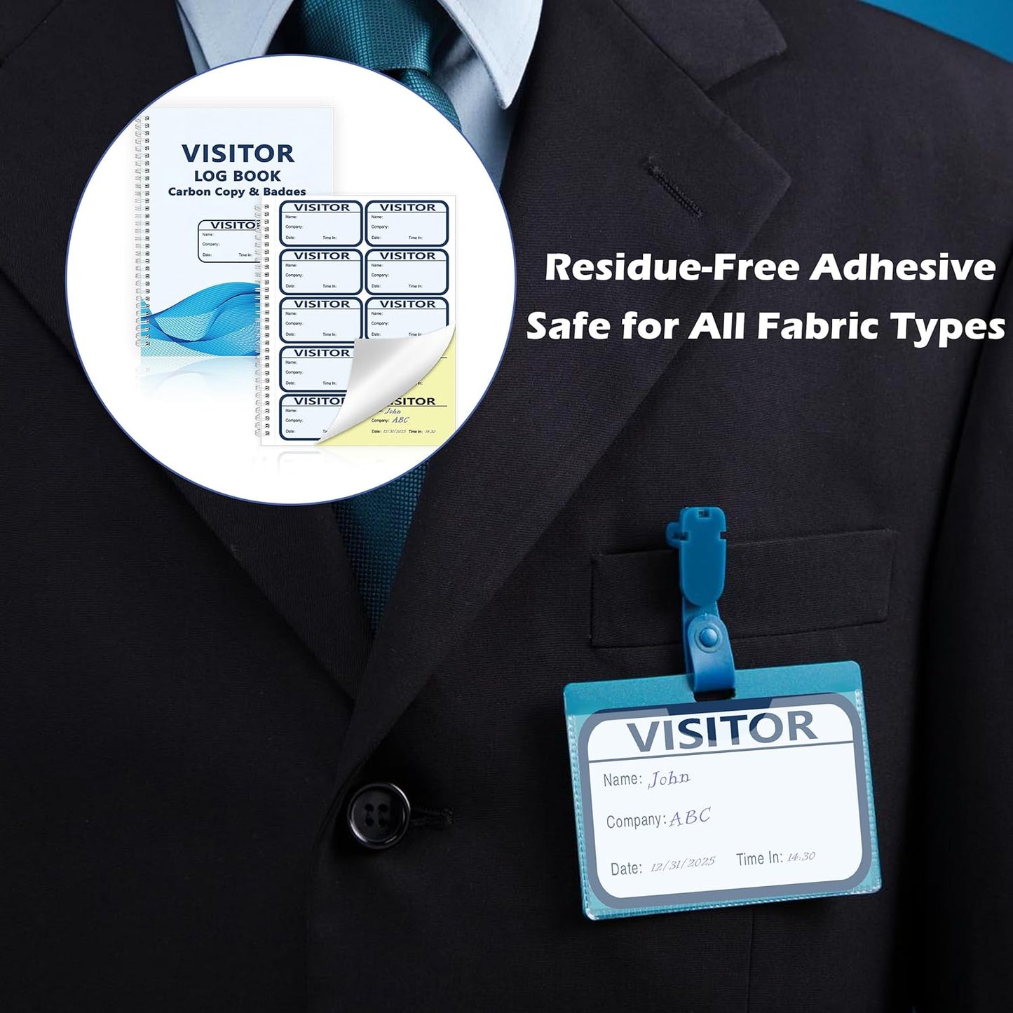 3 Pack of 450 Visitor Badges Registry Log with Carbon Copy Visitor Stickers Letter Size Visitor Log Book Extras Protecting Privacy Pages Spiral-Bound Self Visitor Badges Guest Register Book(3)