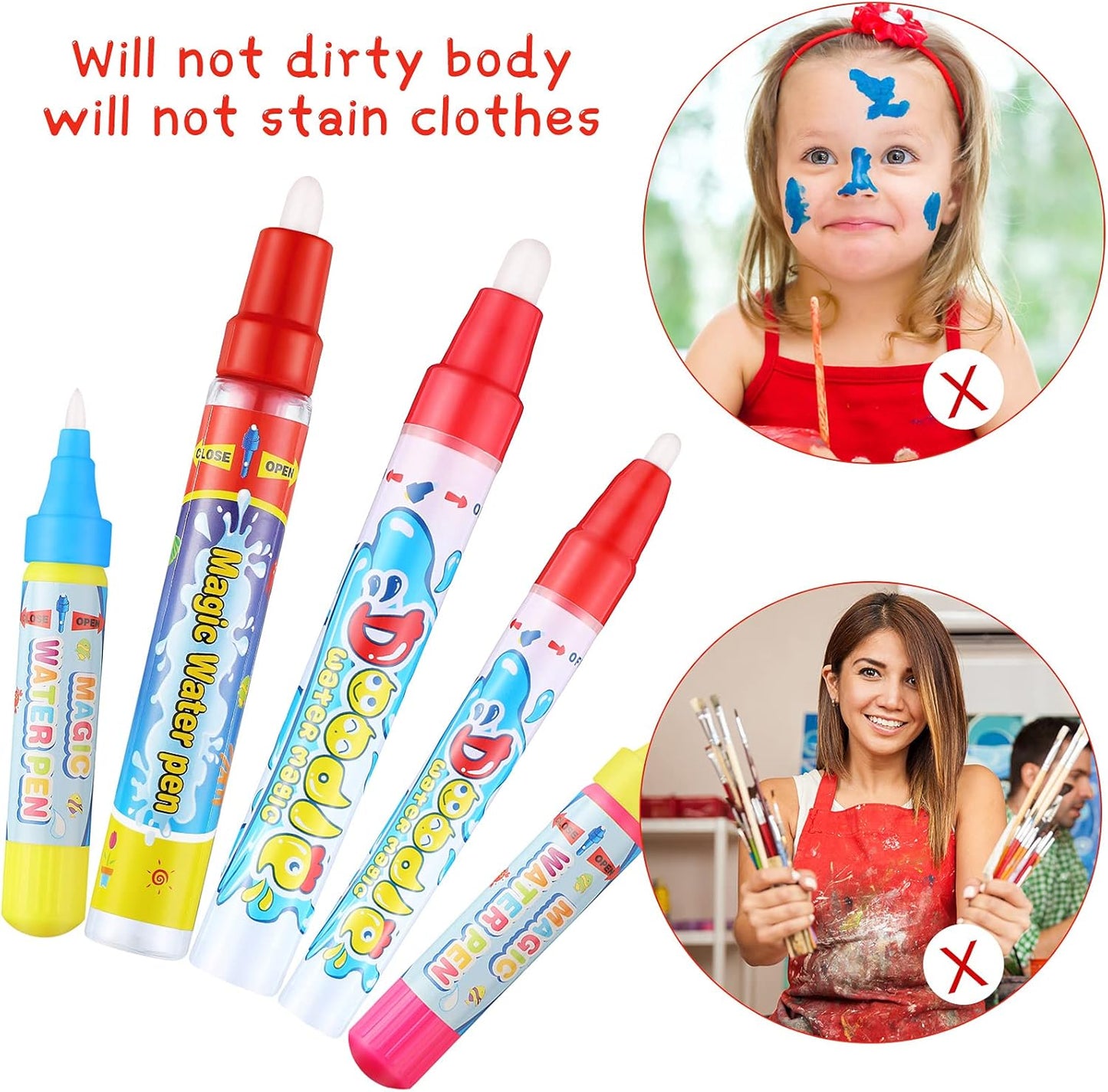 Tenare 10 Pcs Water Pens Water Doodle Pens Replacement Drawing Markers Doodle for Toddlers Kids Painting