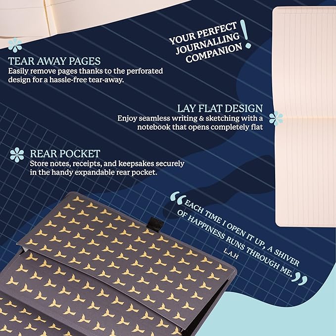 Dingbats A5+ Wildlife Notebook Journal Softcover, Cream 100gsm Ink-Proof Paper, 6 x 8.3 inches, 112 pages (Blue Whale, Dotted Format)