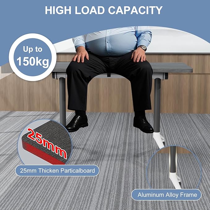 Folding Conference Table, Mobile Training Table for Office Conference, Modern Modular Rectangular Work Desk Meeting Seminar Work Tables with Caster Wheels, Large Breakroom Tables (4Pack L70.9in)