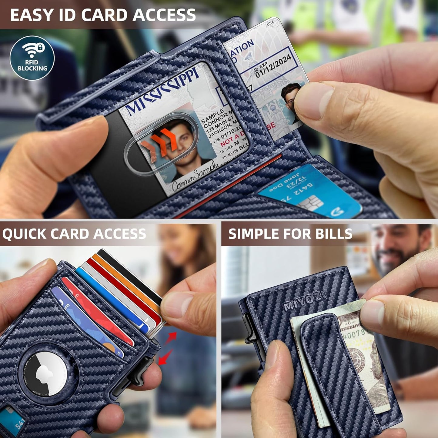 Airtag Wallet for Men,with Money Clip 10 Cards Metal Case Smart Slim Pop Up Credit Card Holder Flip with Magnetic Closure RFID Blocking wallet with Gift Box