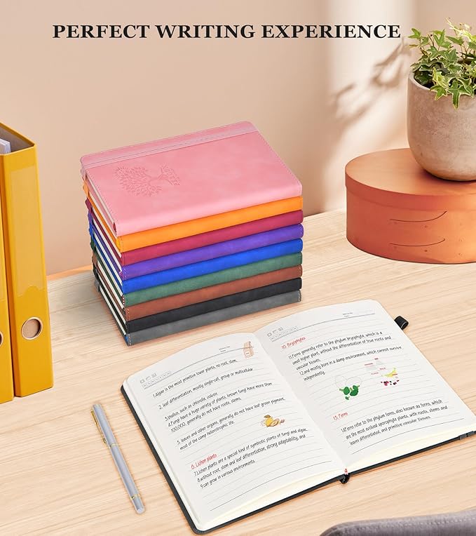 Lined Journal Notebook for Men & Women,200 Pages A5 Hardcover Leather Notebook (5.9"x8.5"), Travel Journal for Work, School, Business Writing, Note Taking, Notepad Diary (Black)