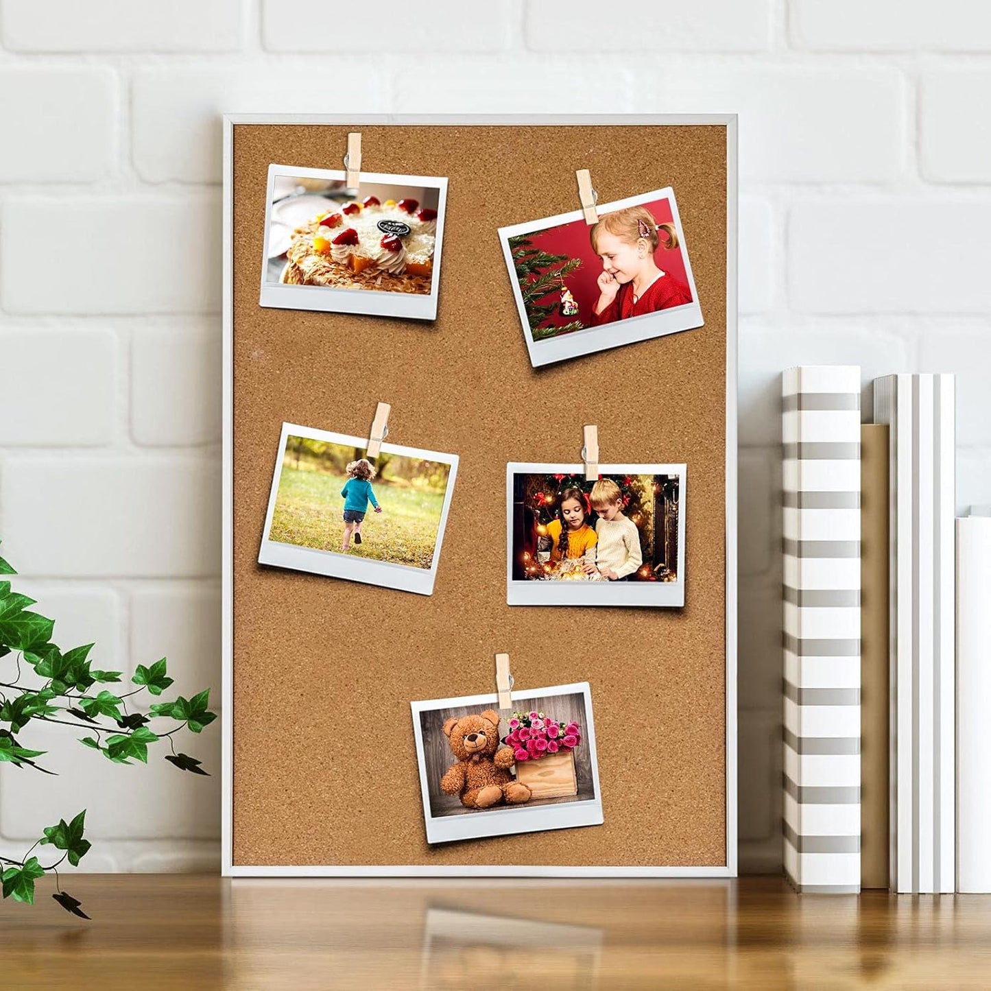 100Pcs Push Pin with Wooden Clips Tacks for Cork Board Artwork for Bulletin Board Crafts Arts Projects Photo Supplies(Wood Color)