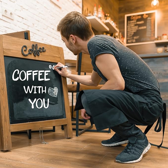 Liquid Chalk Markers - 4 White Fine Tip Chalk Pens, Erasable, Non-Toxic, Water-Based, Kids & Adults - White Chalk Markers for Blackboard, Glass, Chalkboard Paint for Businesses, Restaurants