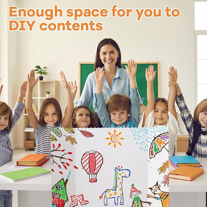 Ctosree 50 Pcs Tri Fold Display Board,36" x 48" Portable Lightweight Foldable Presentation Poster Board for Office Projects Exhibitions Workshops, White