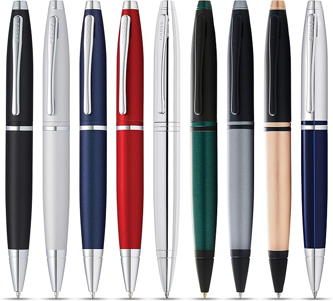 Cross Calais Refillable Ballpoint Pen, Medium Ballpen, Includes Premium Gift Box - Chrome/Blue