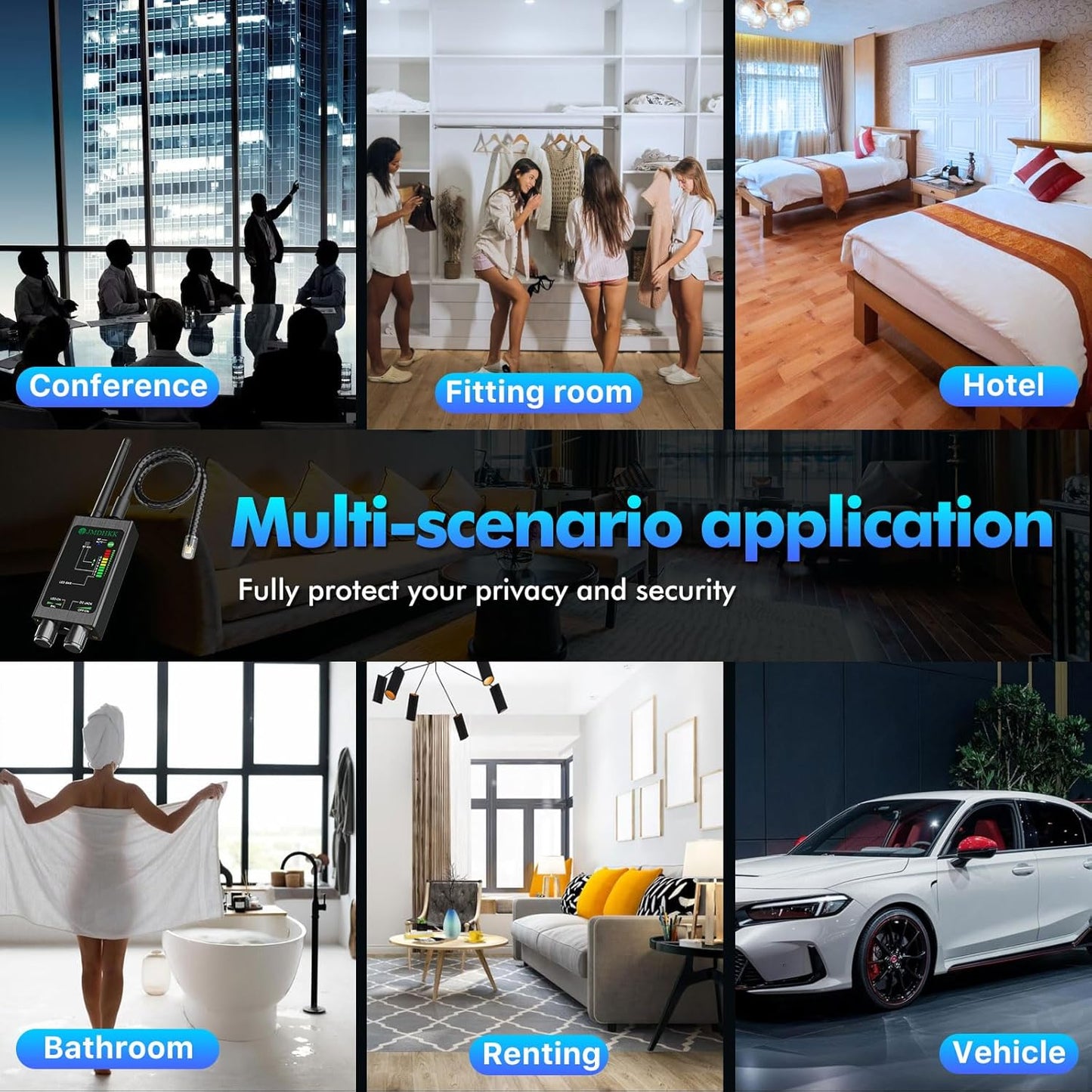 JMDHKK M8000 Hidden Camera Detector, Bug Detector,Camera Finder, Signal Detector for Hotels, Travels, Vehicles, Offices, Public Fitting Rooms (Gray)