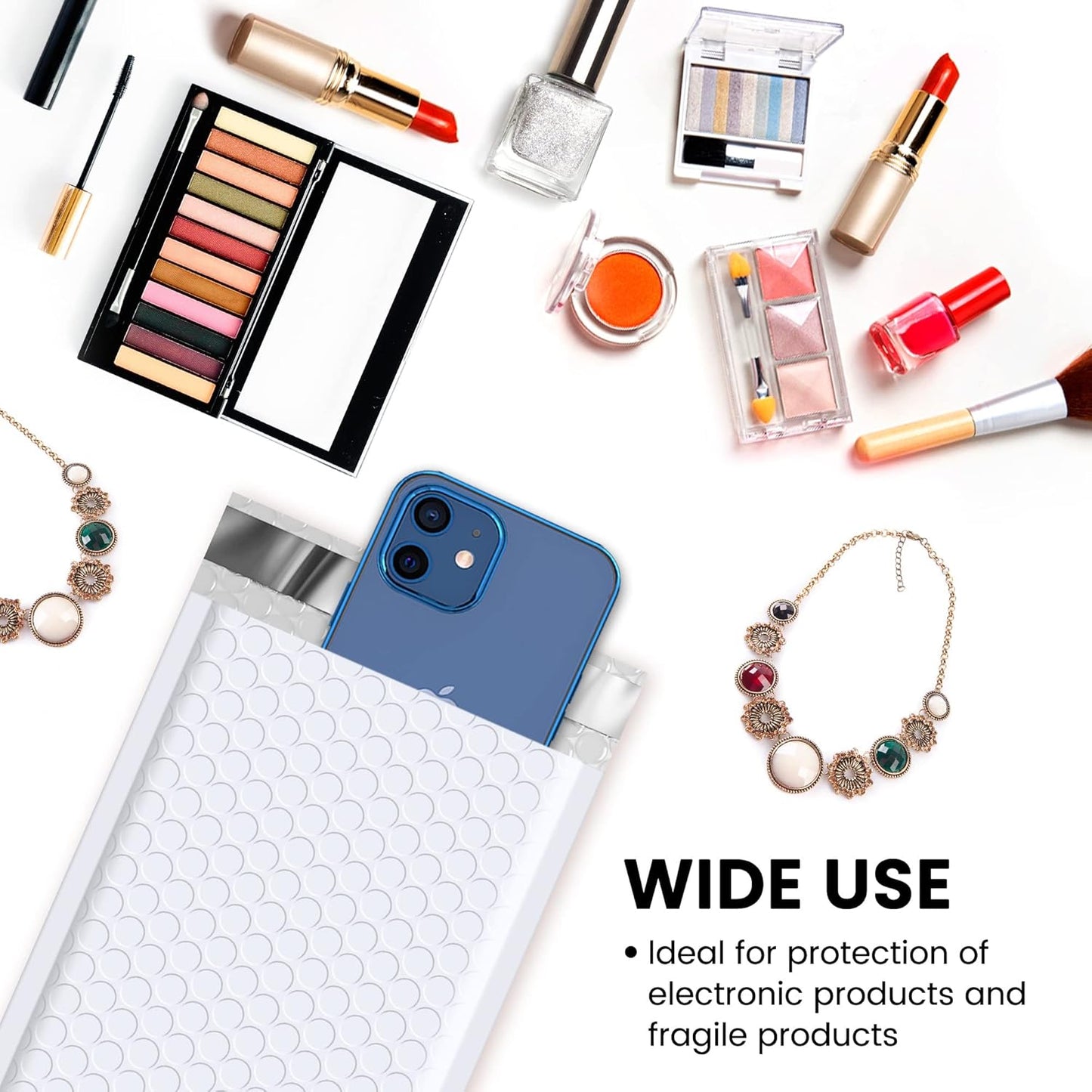 Fuxury Bubble Mailers 4x8 Inch 500 Pack Padded Envelopes Usable Size 4x7" Thick Mailing Envelopes Bubble Opaque Padded Mailers Shipping Bags for Mailing Jewelry Makeup Small Business White