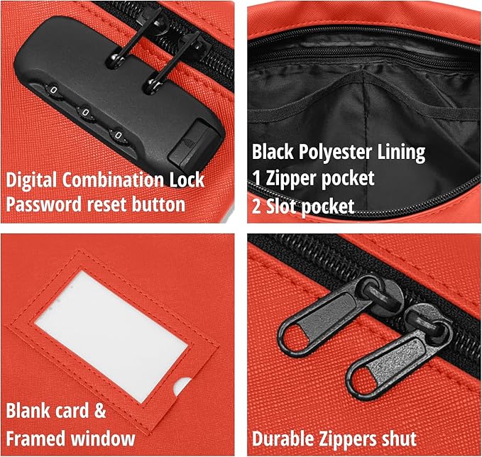 Red Notary Bag with Lock | 14x11 inch | Zipper Document Bag | Locking Case for Notary Kit, Stamp, Embosser, Ink Pad, and Valuables