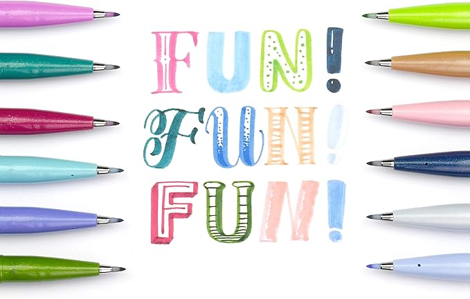 Pentel Arts Sign Pen Brush Tip, assorted 4 Pastel Colors, 6-Pk (SES15C2BP6M1)