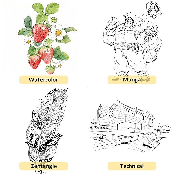 Micro Fineliner Pens 12 Size/Set, Ultra Fine Fineliner Pen, Chisel Pens, Brush Marker Pen, Water-based Black Pigment Ink, Drawing Journaling Doodle Supplies for Artists, Designers, Students