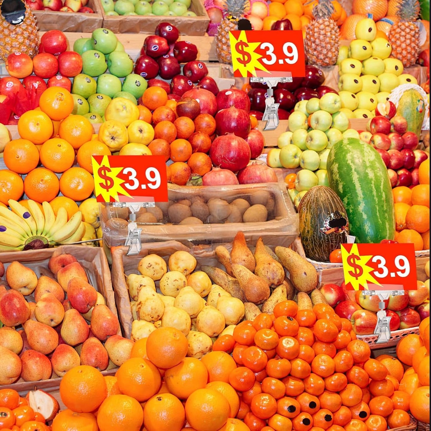 MAQUITA 50 Pcs Plastic Sign Holder Clips Swivel Price Signs Rotatable Rack Shelf Price Clips for Merchandise Double Display for Retail Cards