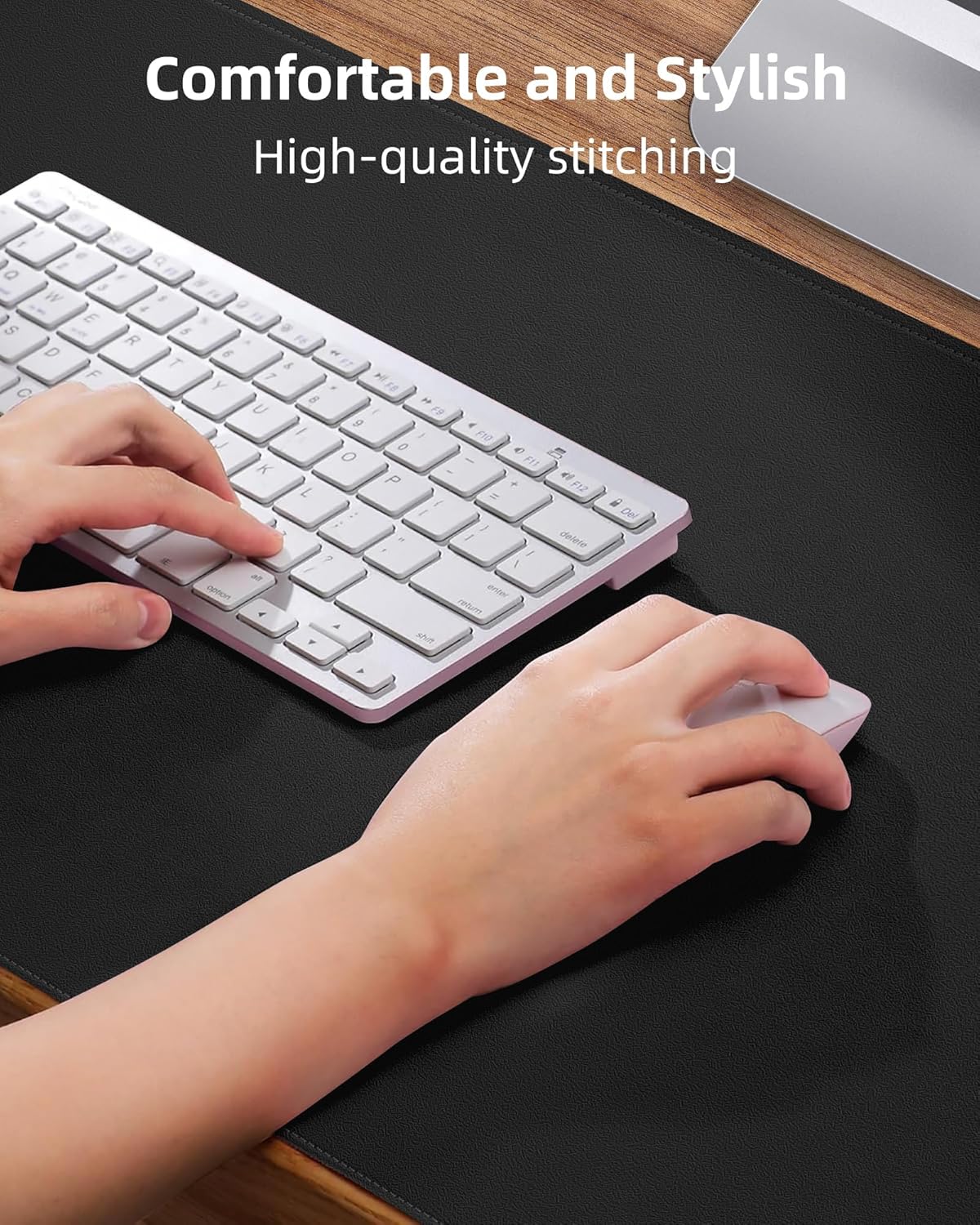 Leather Desk Pad Protector,48"x24" - Premium Desk Mat, Large Mouse Pad,Non-Slip Desk Blotter,Waterproof Desk Writing Pad for Office and Home(Black)