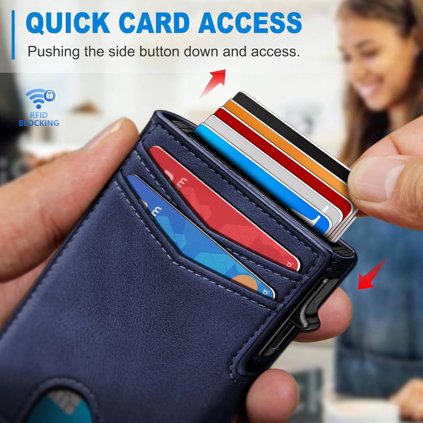 Wallet for Men with Money Clip Coins Pocket ID Window Gift Boxed,Slim Smart Front Pocket RFID Blocking Wallet Pop-up Card Holder in Magnetic Leather Flip 3.9"x 2.7"
