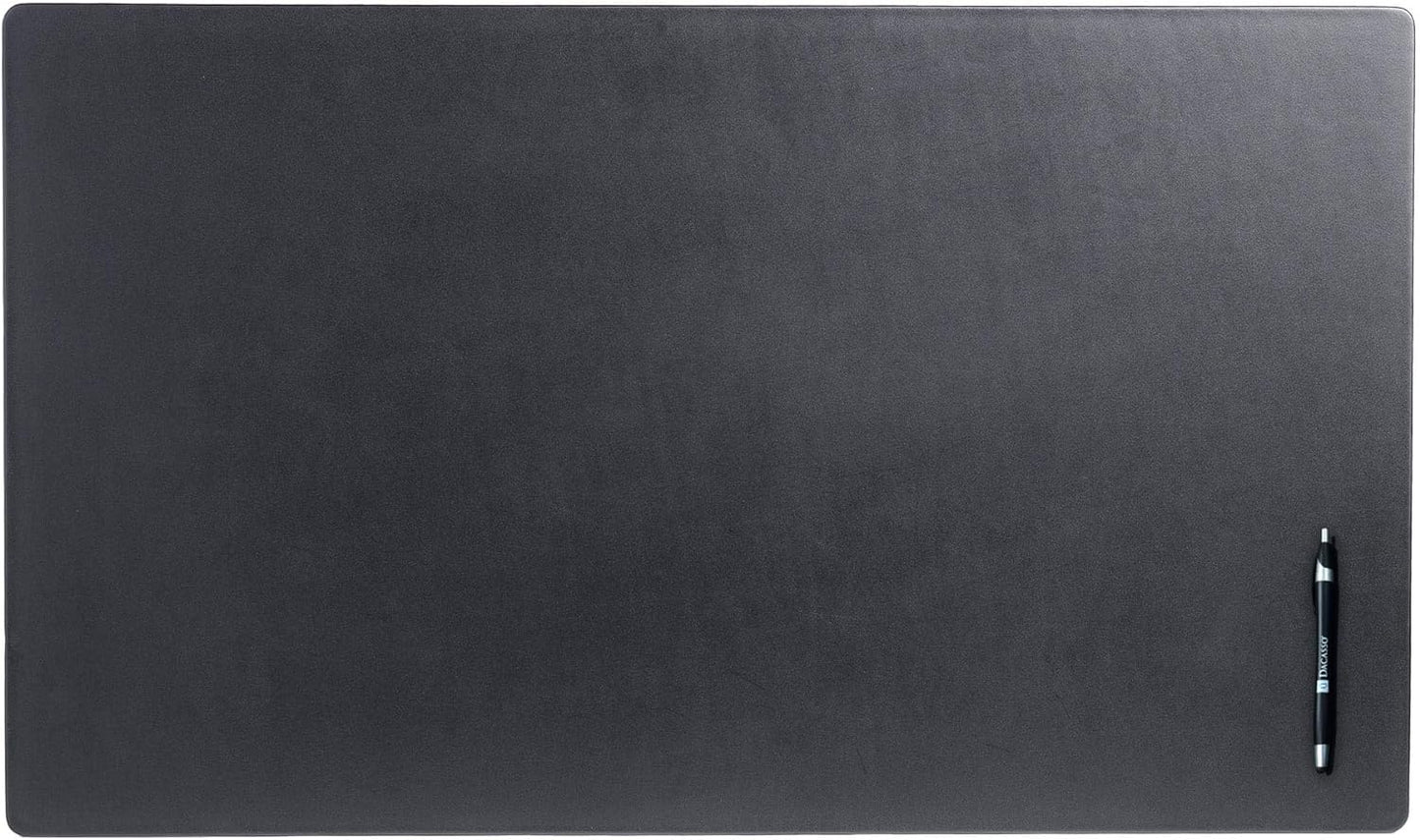 Dacasso Pad Without Side Rails Luxury Leather Blotter for Writing-Executive Desk Surface Protector, 34” x 20”, Black