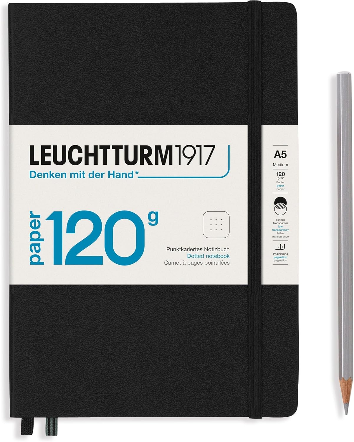 LEUCHTTURM1917 - 120G Special Edition - Medium A5 Dotted Hardcover Notebook (Black) - 203 Numbered Pages with 120gsm Paper