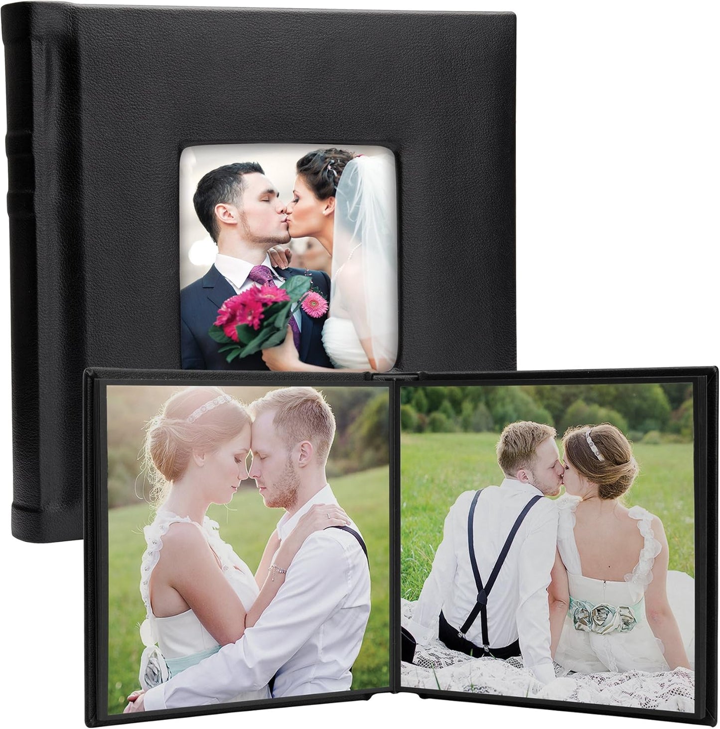 Neil Enterprises Inc. 10" x 10" Black Leather Self-Stick Photo Album - Holds 20 Photos