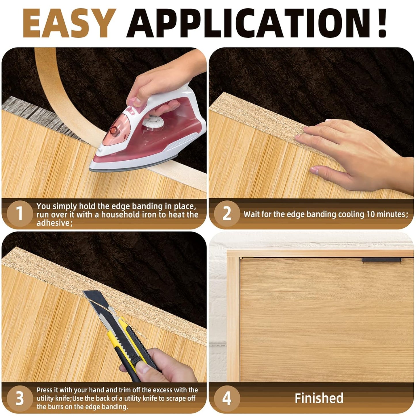 GSCIT Club Maple Edge Banding, 1 inch x 25ft roll of Veneer Edge Banding Preglued Flexible, Real Wood Tape Banding