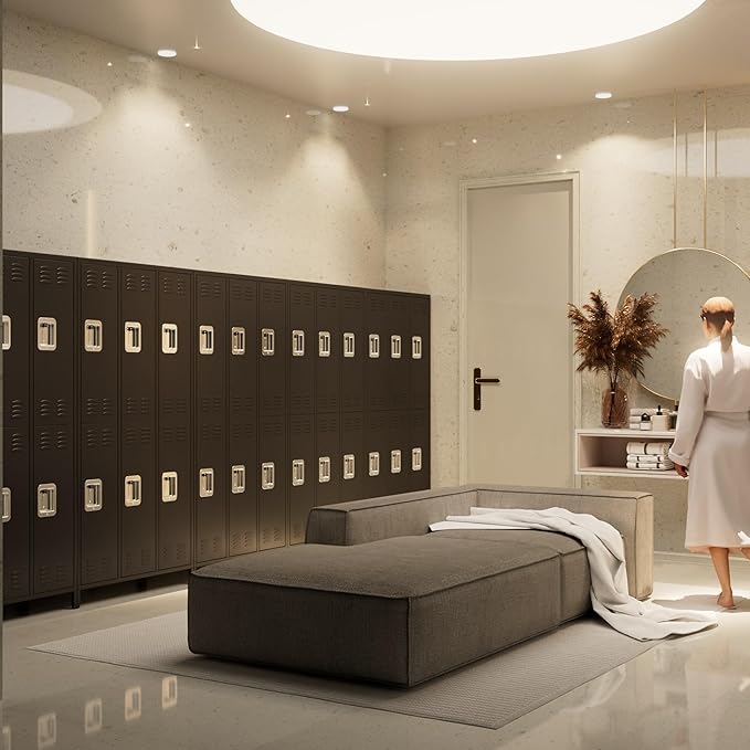 6 Doors Metal Lockers for Employees with Lock, Metal Locker with 18 Hooks for School Garage Office Gym Home,Assembly Required,Black