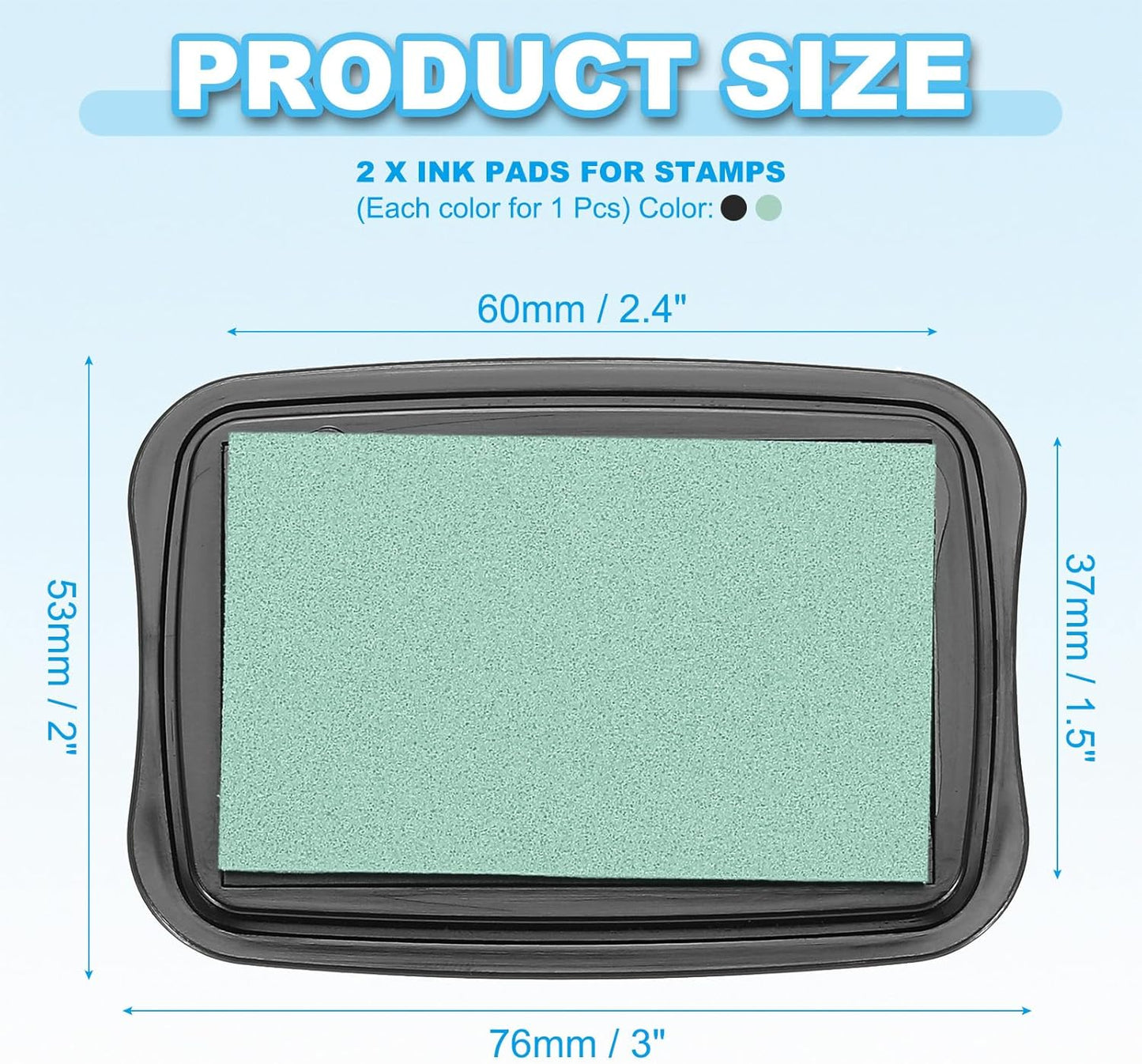 PATIKIL 3"x2" Large Stamp Pad, 2Pcs Washable Craft Ink Pad for Rubber Stamp Card Making Stamping Scrapbook Fingerprint Handprint, Green/Black