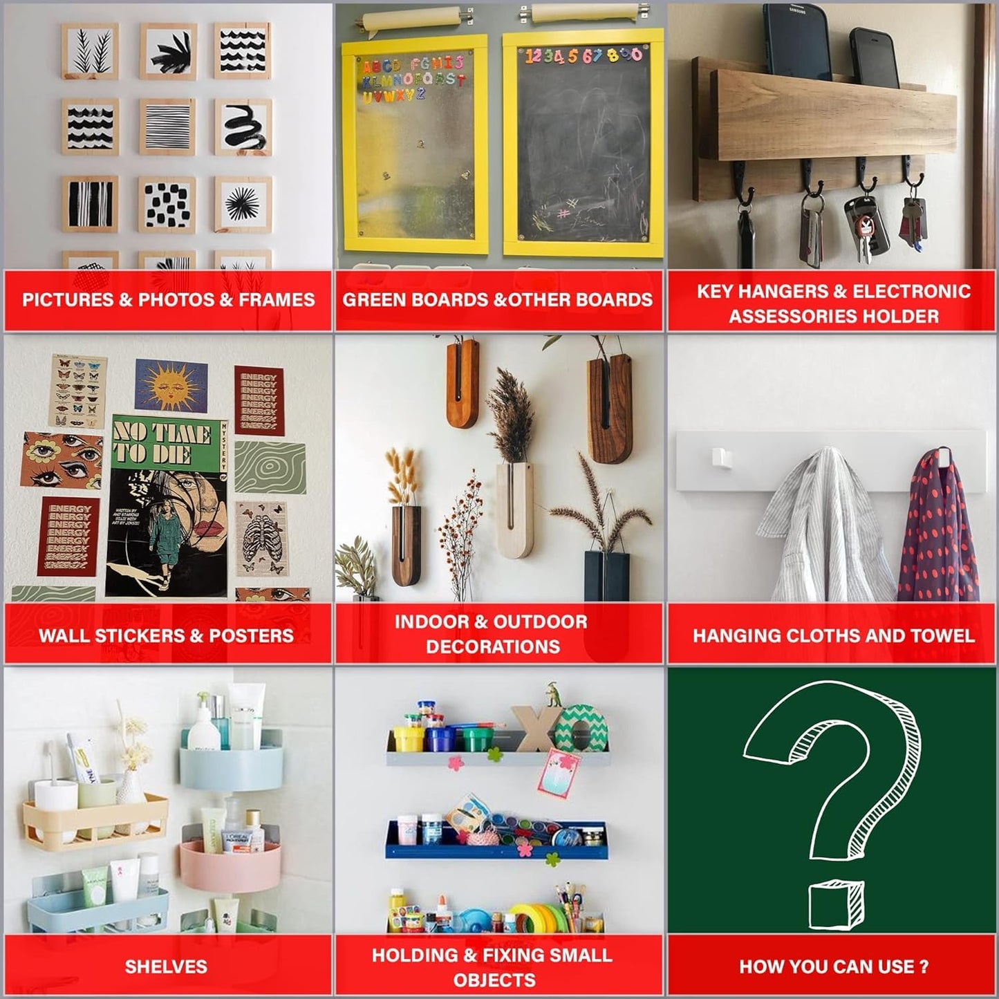 Heavy Duty Double Sided Tape - Extra Large Nano Double Sided Adhesive Tape 1.18 inch Wide Removable Wall Tape Sticky Poster Tape Decor Carpet Tape, Clear Mounting Tape Picture Hanging Strips 9.85ft