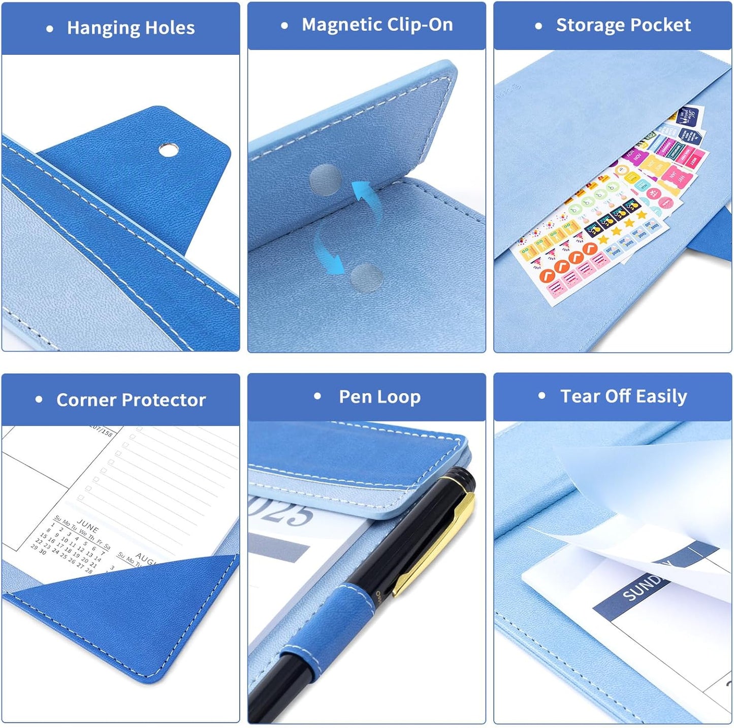 Ospelelf Leather Desk Calendar 2025-2026 Large 12"x17" Monthly Planner Pad with Protective Cover 18 Months July 2025 to Dec 2026 Blue