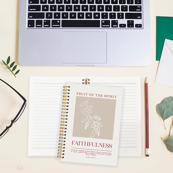 BearCake Fruit of the Spirit Faithfulness Christian Notebook Journal, Christian Gifts for Women, Bible Notebooks for Note Taking, Bible Journaling Notebook, Hardcover Spiral Notebook 5.5x8.3