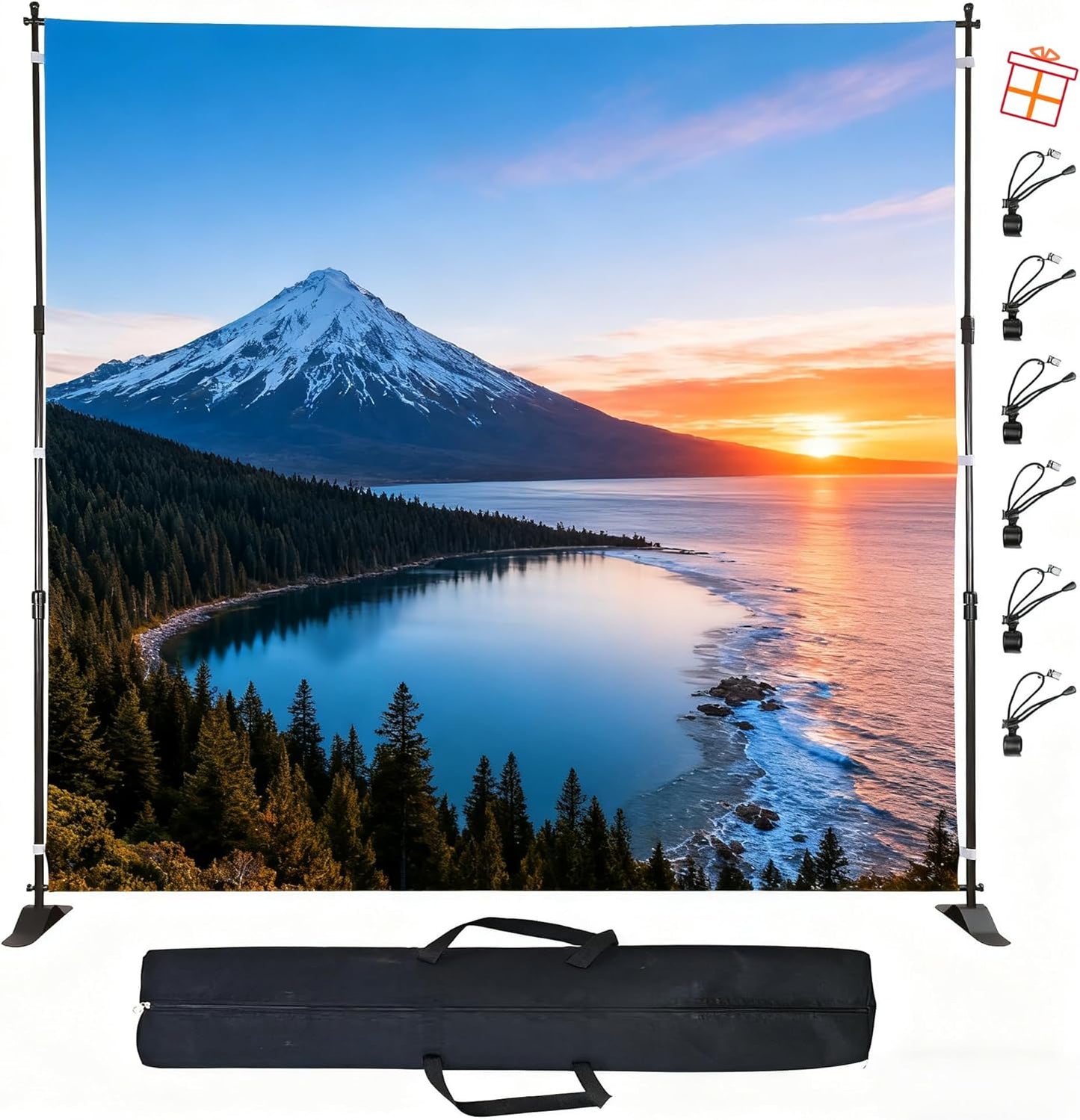 10x8ft Adjustable Metal Telescopic Tube Backdrop Stand，for Parties and Photography Sessions Heavy Duty Background Stand，Portable Install and Repeat use Banner Stand for Photoshoot，with Carrying Bag