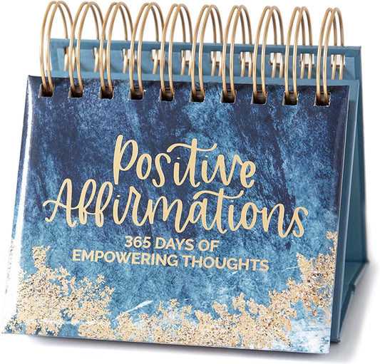 bloom daily planners Undated Perpetual Desk Easel/Inspirational Standing Flip Calendar - Motivational Page a Day - (5.25" x 5.5") - Positive Daily Affirmations