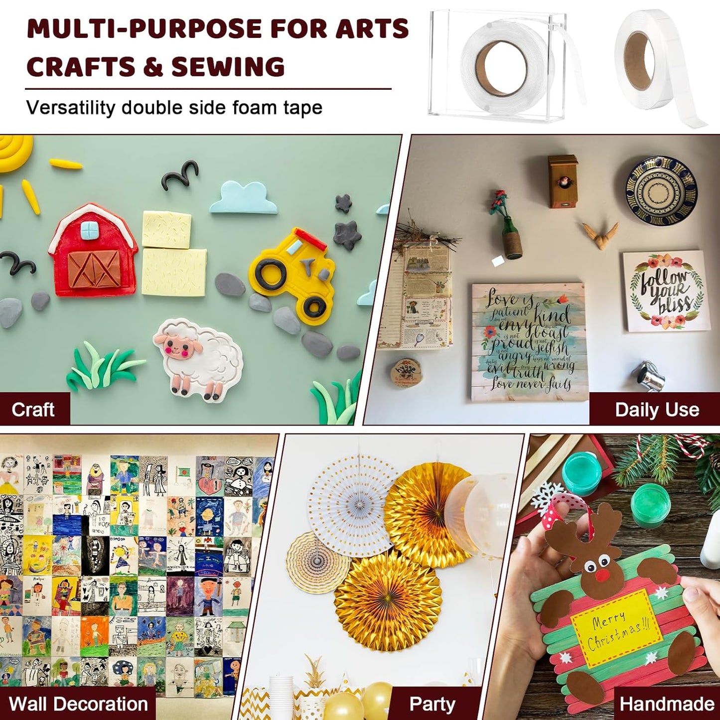 315 PC Double Sided Sticky Nano Dots 0.5" Precut Thin Nano Tape with Acrylic Dispenser Box Clear Adhesive Glue Dots Double Sided Sticky Putty for Poster Wall Hanging Crafts Removable(Tape+Box)