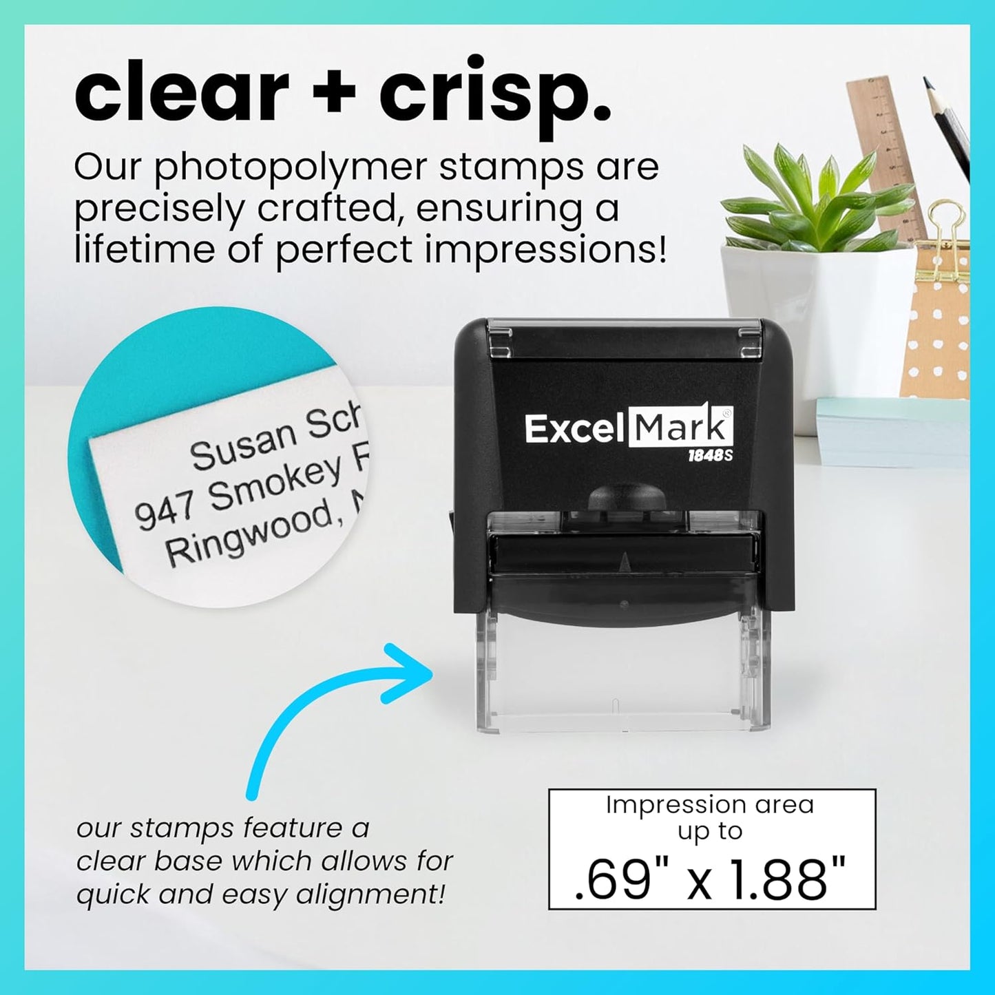 ExcelMark Custom Rubber Stamp – Clean & Easy Stamping – Personalized Self-Inking Stamp (Medium)