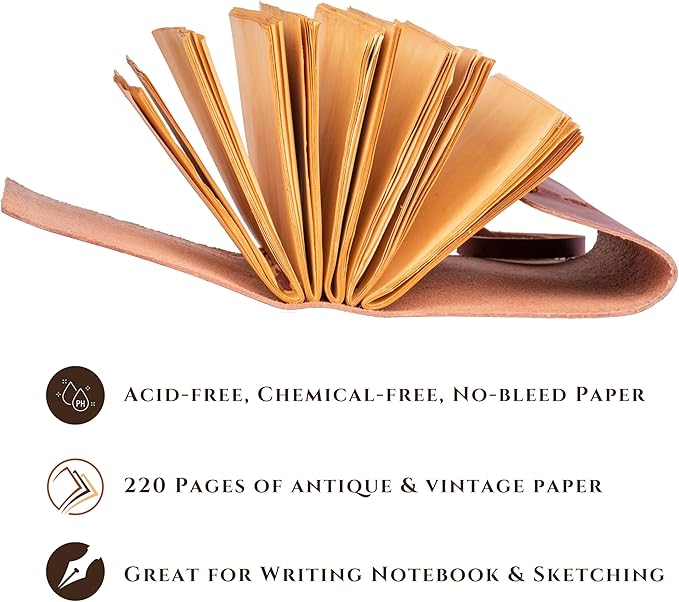 LEATHER VILLAGE Leather Bound Journal - Fuchsia, 11.5"X8.50", 220 Pages - Vintage Blank Paper Diary for Writing, Drawing, Sketchbook, and Travel Notebook - Ideal for Women and Men