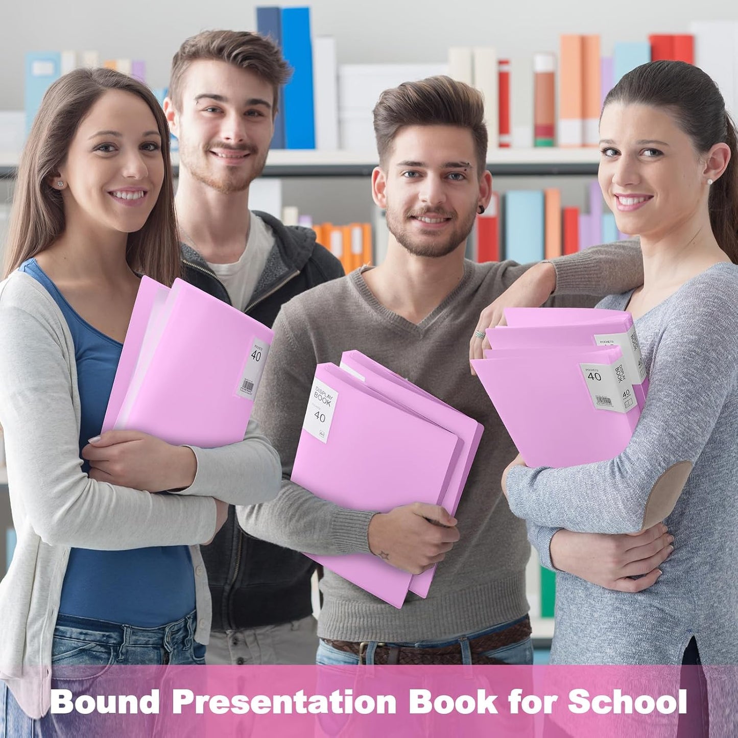 Marspark 6 Pcs Binder with Plastic Sleeves Large 8.5" x 11" Display Presentation Book 40 Pocket 80 Pages Art Portfolio Folder Clear Sheet Protector for Photo Document (Pink)