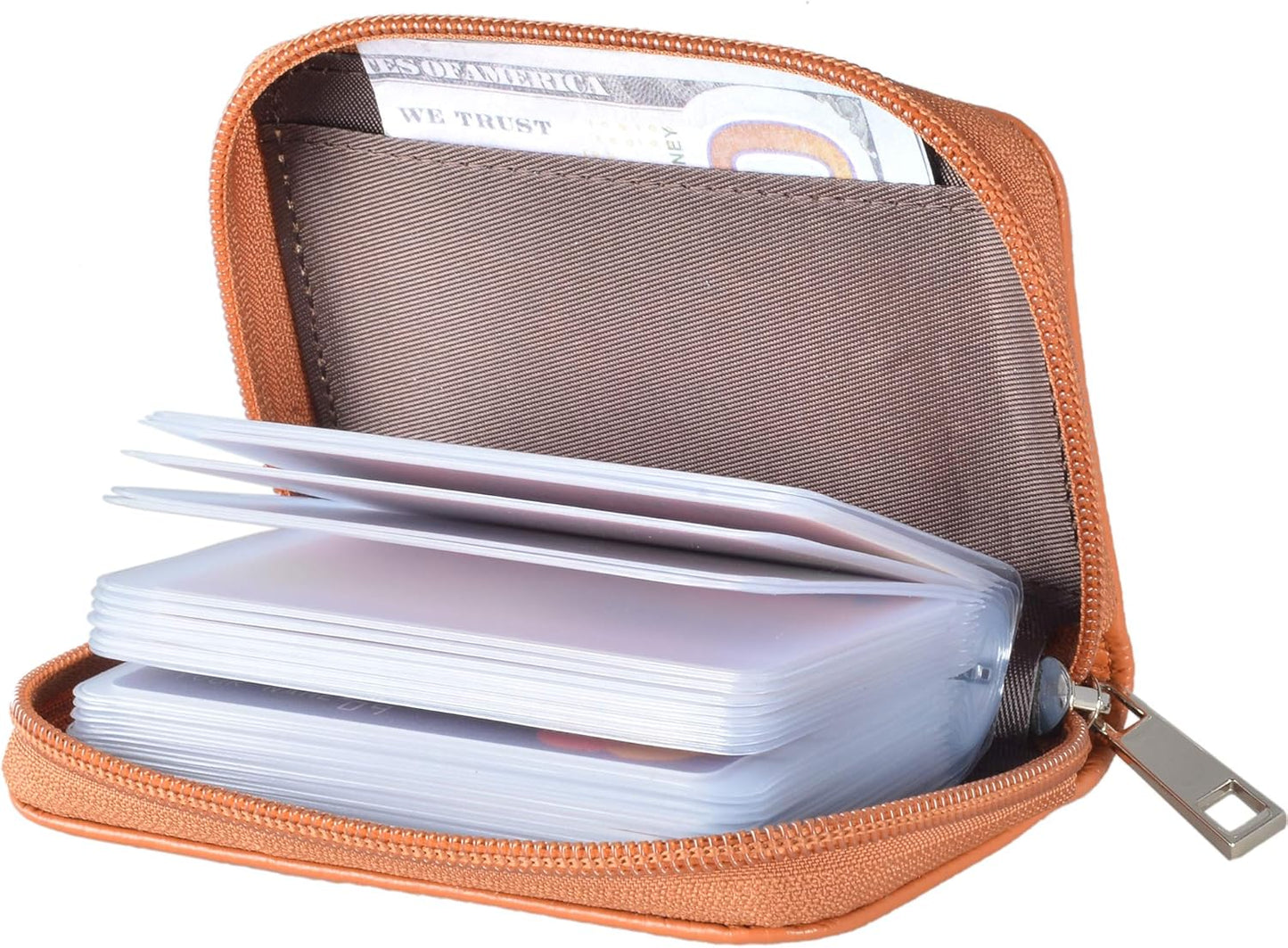 Easyoulife Genuine Leather Credit Card Holder Zipper Wallet With 26 Card Slots