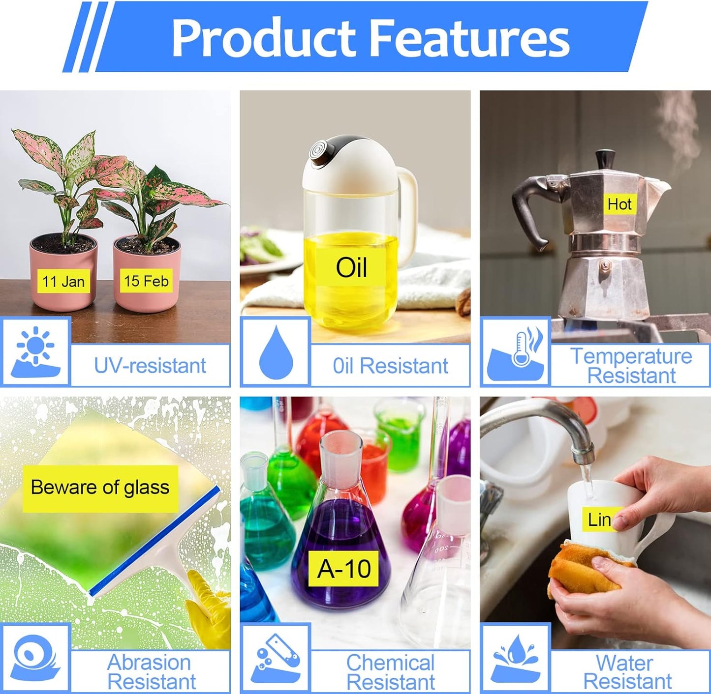 6PK 24mm Yellow Label Tape Compatible for Brother P-Touch Label Maker Tape TZe-651 1 Inch TZe TZ Tape TZ-651 TZe651 24mm 0.94'' Laminated Black on Yellow for PT-D600 D610BT P710BT P750W