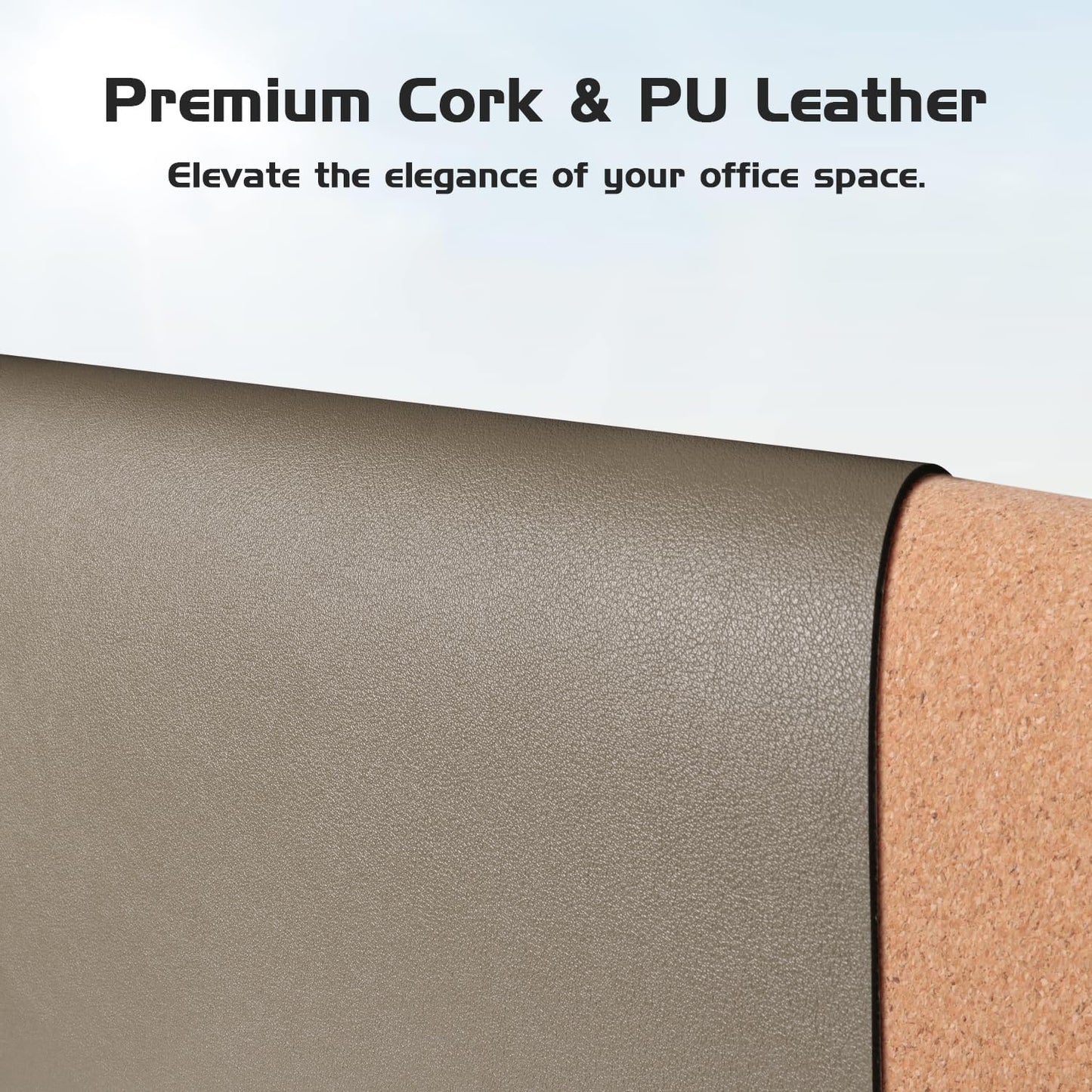 Aothia Dual-Sided Desk Pad - Leather Desk Mat, Natural Cork Desk Pad Protector, Large Mouse Pad for Desk, Waterproof Desk Blotter Pad, Desk Writing Pad for Office Work/Home, Coffee (35.4" x 15.7")