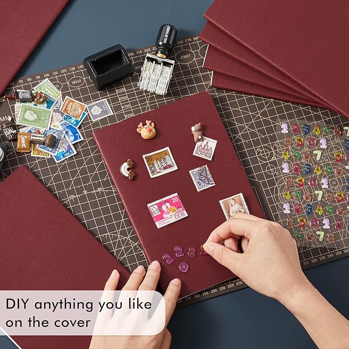 feela 8 Pack Soft Cover Journal Bulk, Notebooks College Ruled for Work, Lined Travel Journal for Women Men, Note Taking Notebook School Supplies Business Writing, 8.2” x 5.5”, A5, Wine