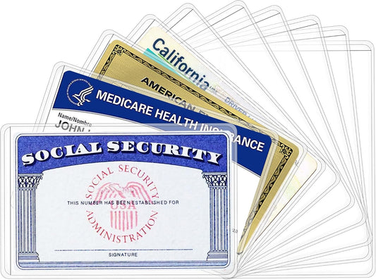 New Medicare Card Holder Protector Sleeves, Social Security Card Protector, 12 Mil Clear PVC Water Resistant Plastic Sleeves for New Medicare/Social Security/Business/ID/Credit Cards(10 Pack)