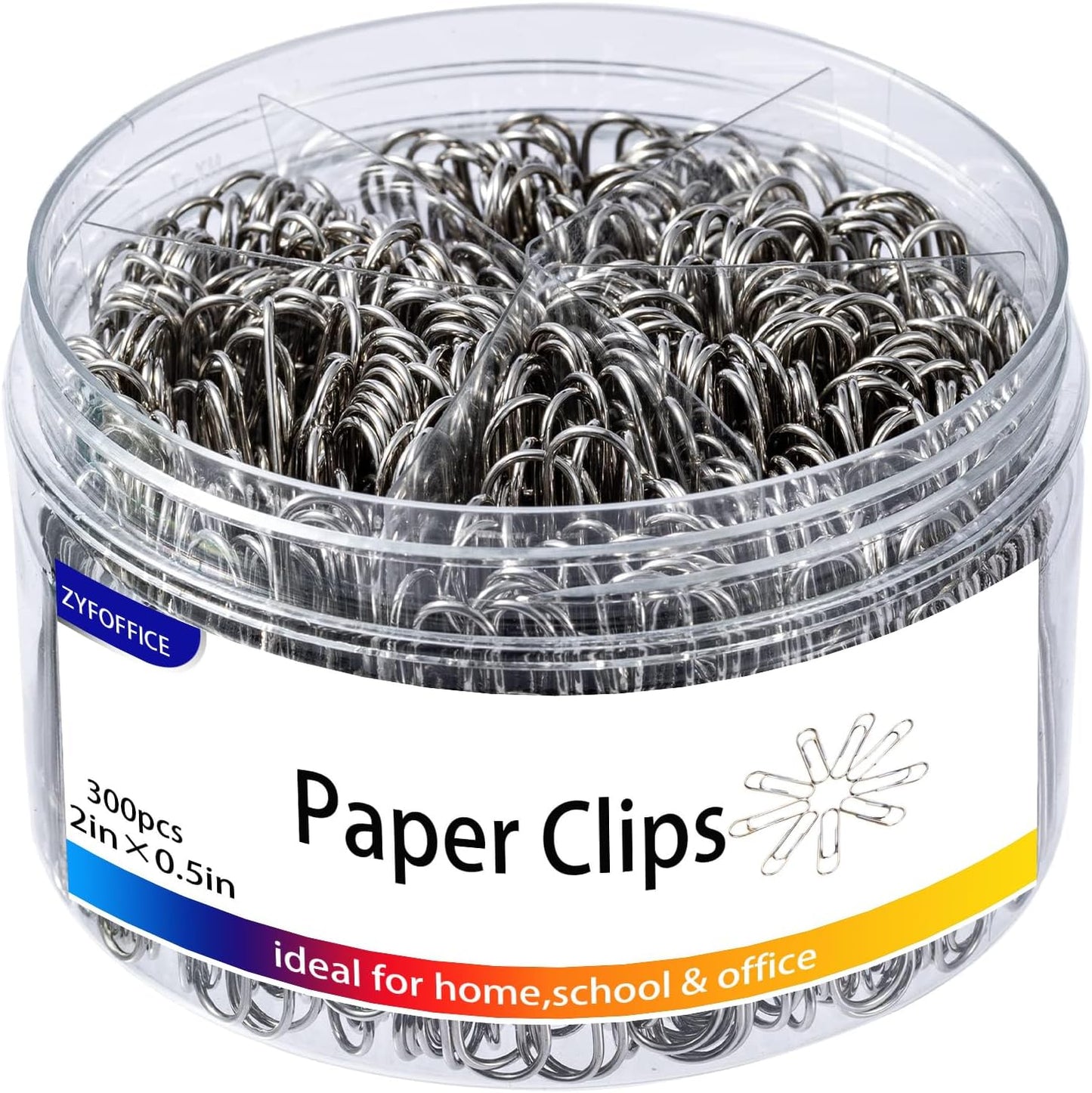 Colored Jumbo Paper Clips, 300pcs 2 Inch (50 mm) Paper Clip Paperclips Colorful Clips for Paperwork Ideal for Home, School and Office Use Colored