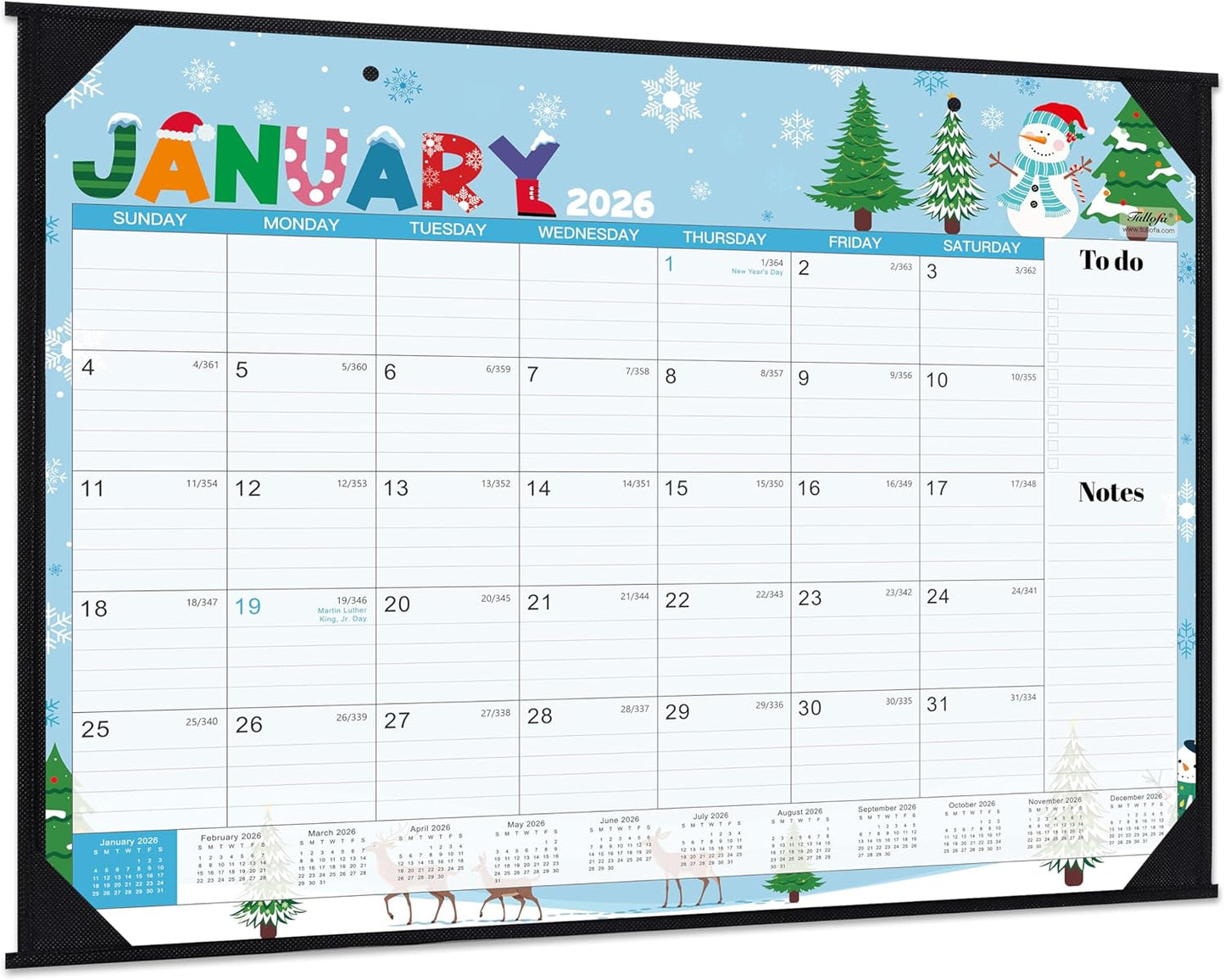 2026 Desk Calendar - Large Desk Calendar 2026, Jan.2026 - Dec.2026, 22" x 17", 2026 Calendar with Corner Protectors + Large Ruled Blocks, To-do & Notes, 12 Different Themes