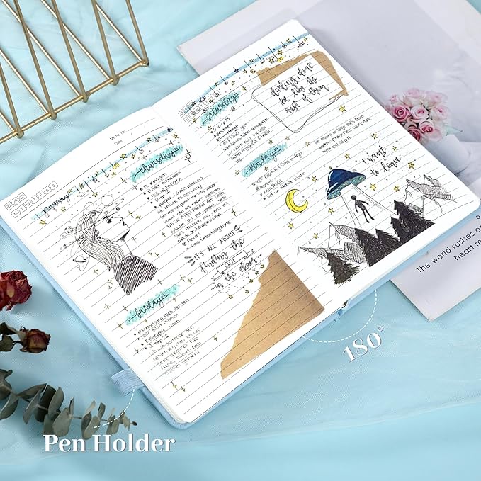 MINICAGIE 3 Pack Lined Journal Notebook for Women Cute Leather Journals for Writing Aesthetic Floral Diary 192 Pages A5 Hardcover Journaling Notebooks with Pen Loop, Blue, Pink, Purple