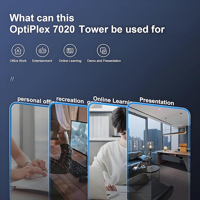 Dell OptiPlex Desktop Computer, 7020 Tower Dekstop PC, 12th Gen Intel 4-Core Processor (Beats Core i7-9700), 16GB DDR5 RAM, 512GB PCIe SSD, DVDRW, WiFi Adapter, RJ-45, Keyboard & Mouse, Windows 11 Pro