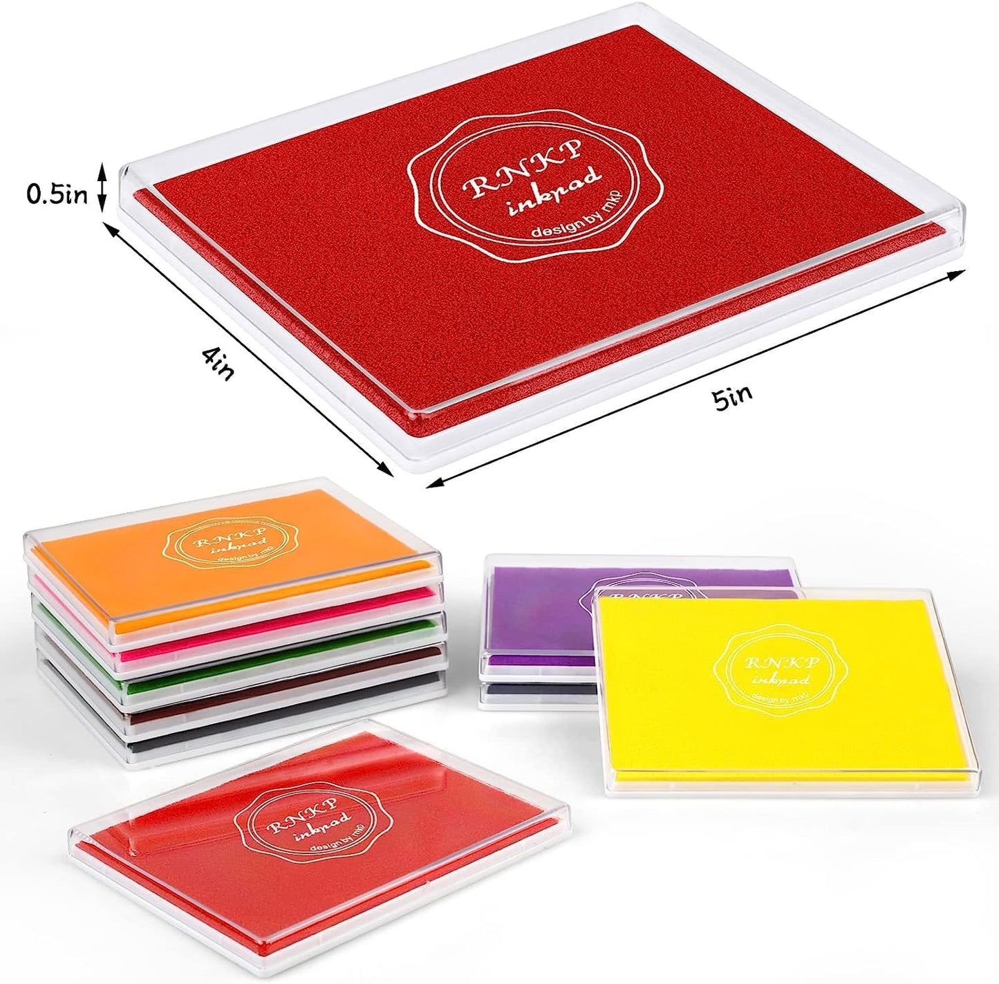MOYBMG Large Red Permanent Ink Pad for Rubber Stamps, 5x4 Inch, Kids Non-Toxic Safe Ink Pad, Paper Wood Fabric