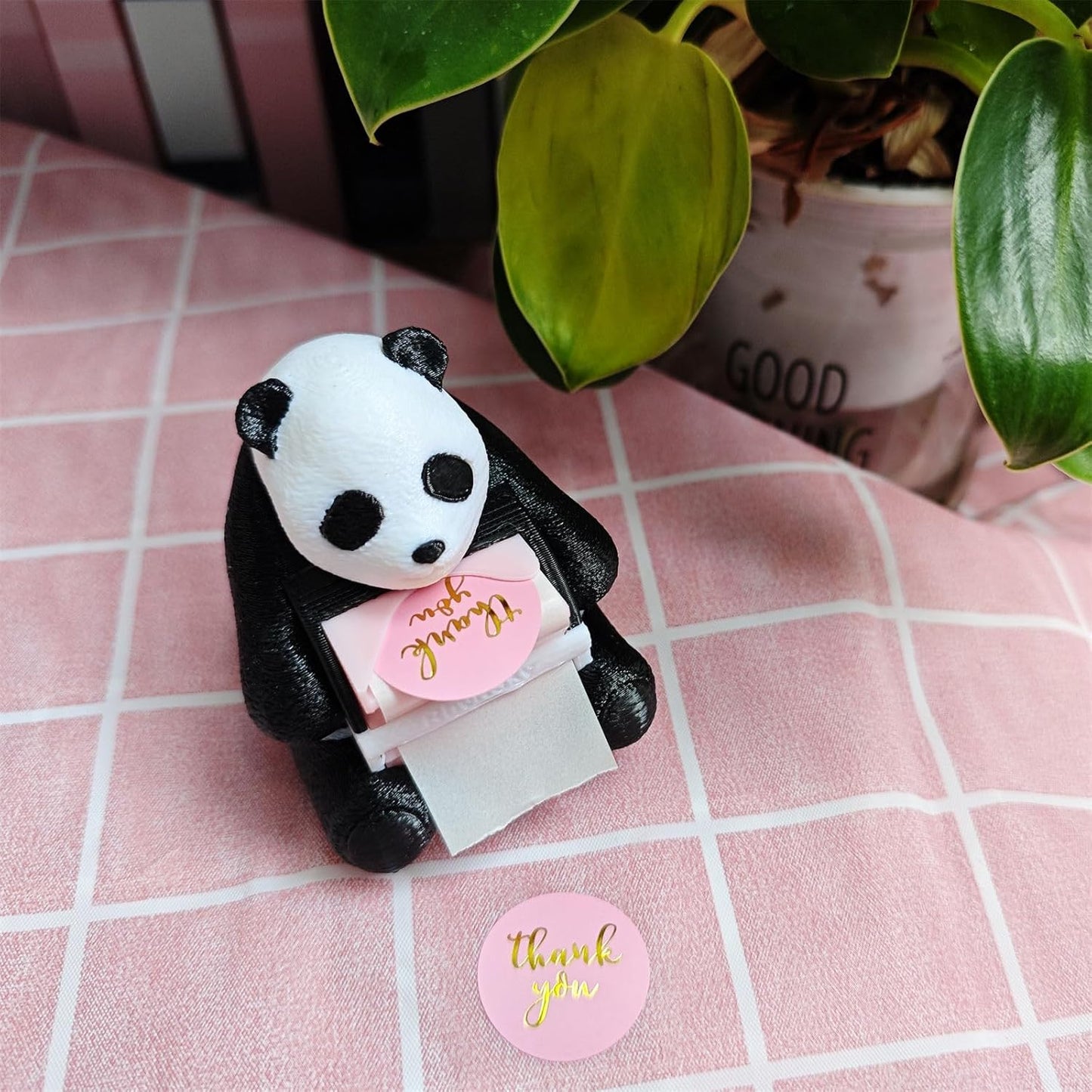Panda Manual Sticker Dispenser Postage Stamp Roll Dispenser Holder for Desk, Stamps NOT Included, 1.18" Core, Black, C03