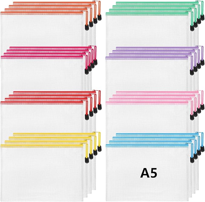 Jetec 32 Pcs Mesh Zipper Bags Toy Storage Bikini Organizer Bag Bolsas Para Guardar Trajes De Baño Waterproof Zipper Reusable Pouch Puzzle Multipurpose for Storage Office(Stylish Color,9 x 7 Inch)