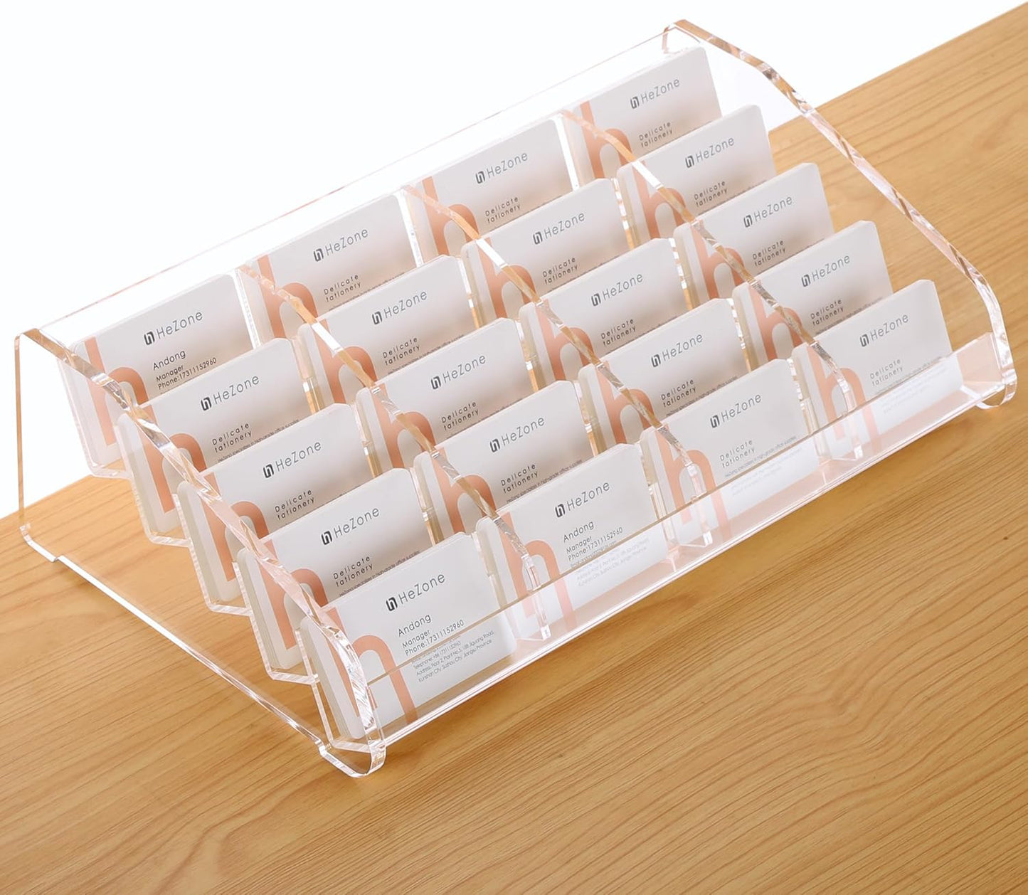Business Card Holder for Desk,Multiple Card Organizer,Acrylic Business Card Stand Display Holder,Office Desk Accessories for Man and Woman,Organize 1000 Cards-Clear(20 Slots 4 Tier-H)