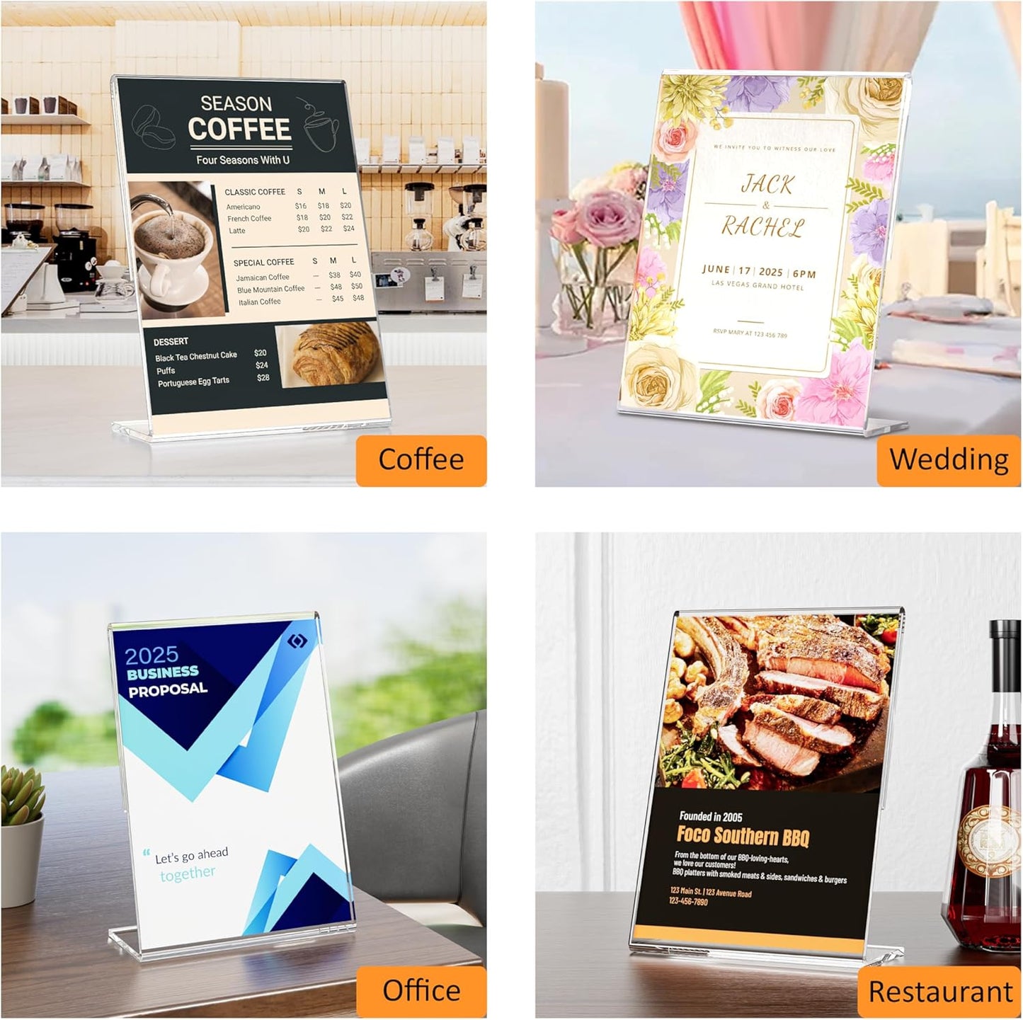 Acrylic Sign Holder 8.5x11 Inches 18 Pack, L Shape Clear Plastic Display Stand, Table Sign Holder Menu Flyer Paper Sign Holders 8.5x11 for Restaurants, School, Office, Store