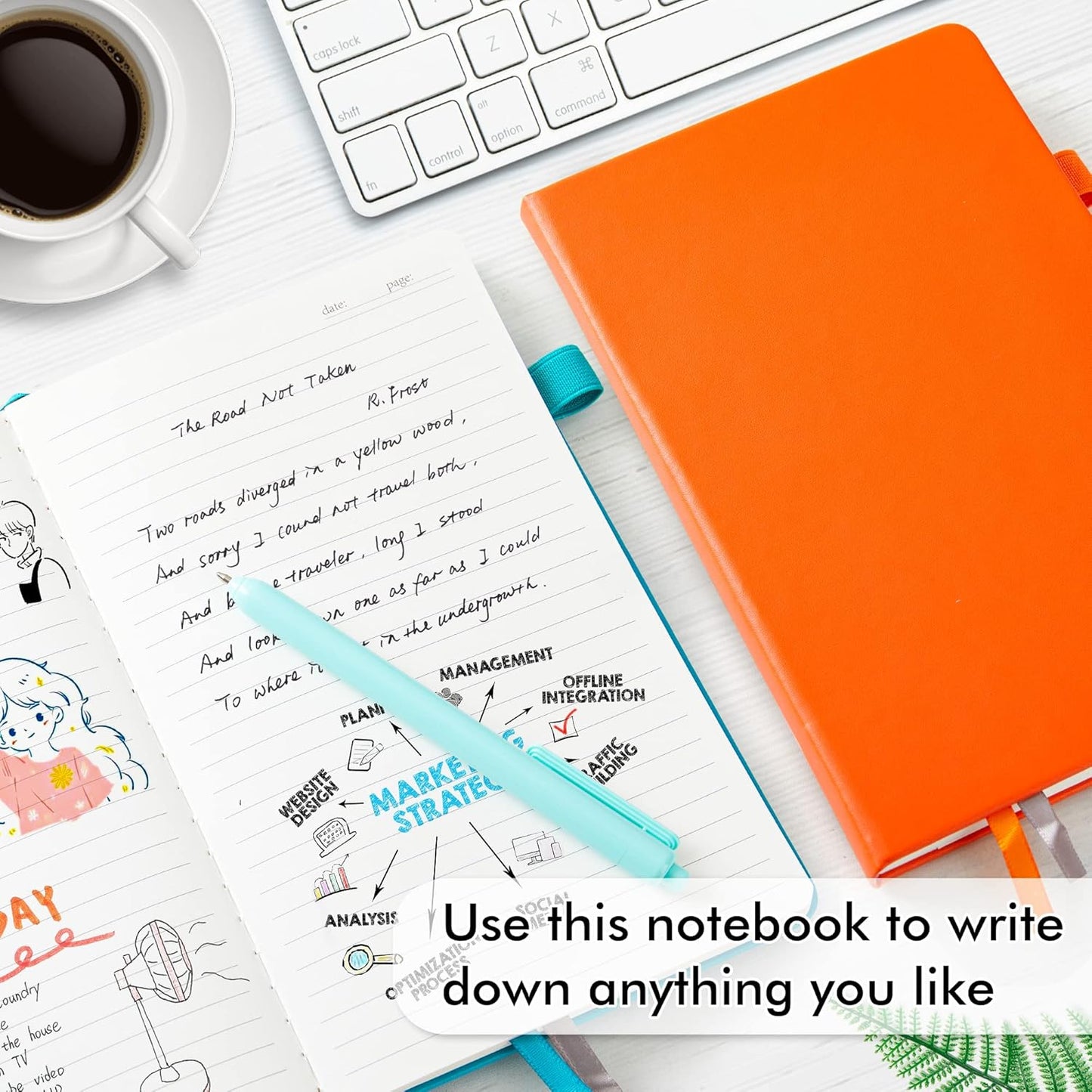 feela Notebooks Journals Bulk, Hardcover Notebook Classic Ruled Journal Set with Pen Holder for School Business Work Travel Writing, with 12 Black Pens, 120 GSM, 5.1”x8.3”, 12 Pack, A5, Solid Colors